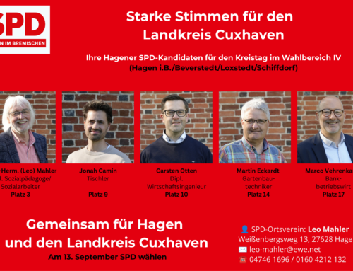 Hagener SPD Kreistagskandidaten im Wahlbereich IV (Beverstedt/Hagen/Loxstedt/Schiffdorf